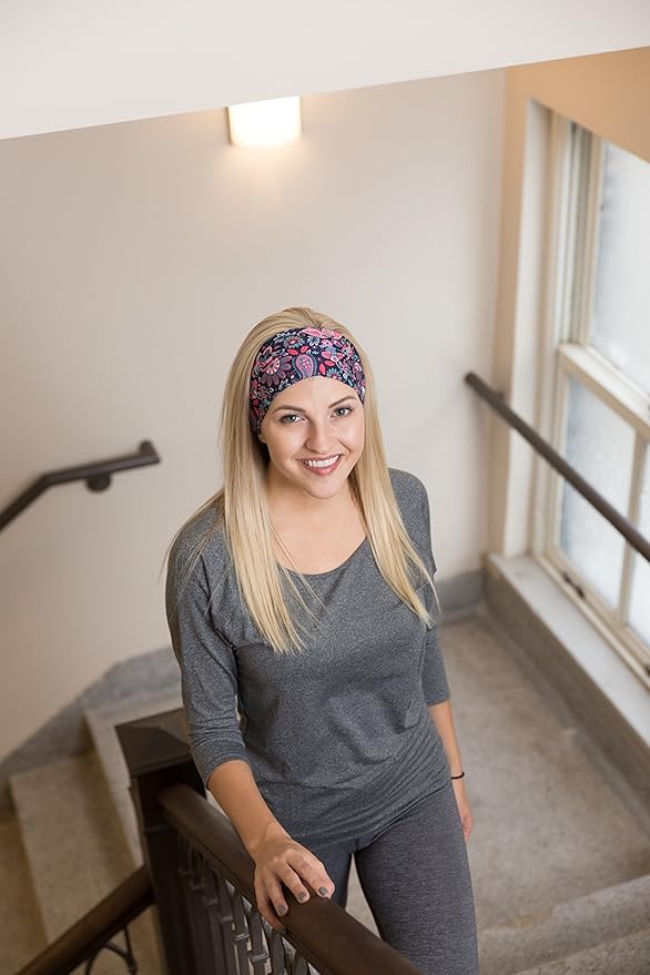 RiptGear Stretch Sport Headband for Women (Hippie Flower) — Made of Non-Slip Sweat Wicking Fabric — Great for Yoga, Running or The Gym — Soft Headband That Fits Most Head Sizes — (1-Pack)
