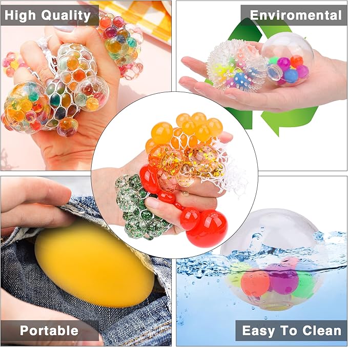 20Pack Stress Balls, Squishy Balls, Squeeze Balls for Adults, Stress Relief Balls, Prize Box Stuffers, Party Favors