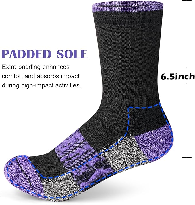 Gonii Women Socks Hiking Running Thick Cushion Athletic Crew Socks 5-Pair