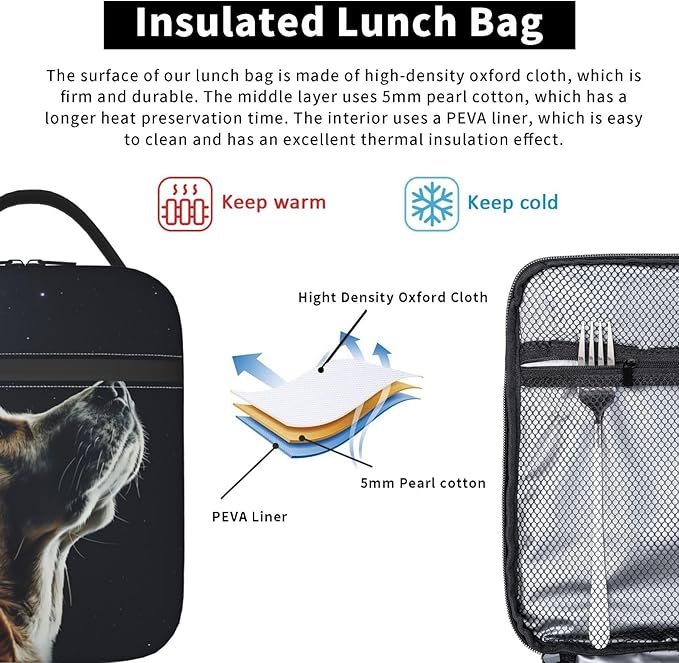 Insulated Lunch Box for Women Men, Beagle Dog Theme Lunch Box Reusable Portable Lunch Bag Cooler Tote Waterproof Lunch Container for Office Picnic Work Travel Hiking