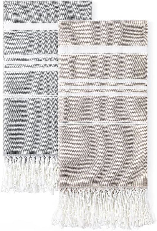 2 Packs Cotton Turkish Beach Towels Sand Free Quick Dry Oversized Bath Pool Swim Towel Large Extra Xl Big Blanket Adult Travel Essentials Cruise Accessories Must Haves Clearance Vacation Stuff