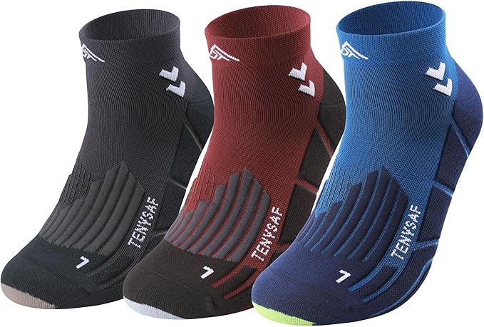 Compression Sport Running Socks: Athletic Socks for Men Women with Cushion,3 Pairs Work Hiking Basketball Ankle Socks