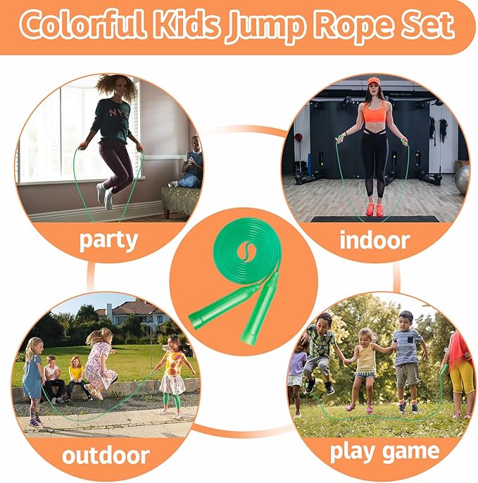 30 Pcs Kids Jump Rope,Colorful Jump Ropes for Kids,7.2 Feet Plastic Jump Ropes,Adjustable Skipping Rope,Jumping Ropes for Party Favors,Birthday Gifts,Indoor Outdoor Activity
