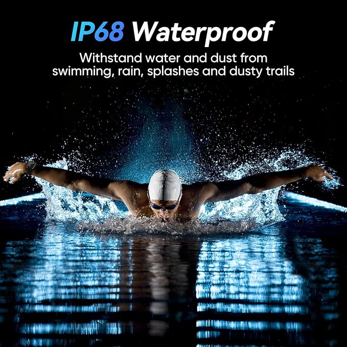 Smart Watches for Men Android & iPhone, 1.8" Alexa Built-in Smartwatches Fitness Tracker Watch with Bluetooth Calls, IP68 Waterproof, Heart Rate/Sleep/SpO2 Monitor, 110 Sport Modes - Black