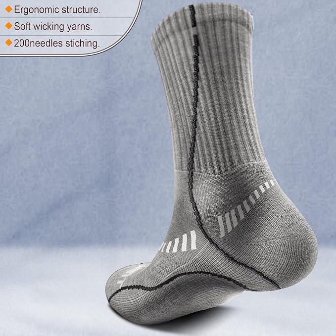 BULLIANT Compression Socks for Men 6Pairs, Athletic Crew Socks Cushioned For Men Sports Running-Arch Support