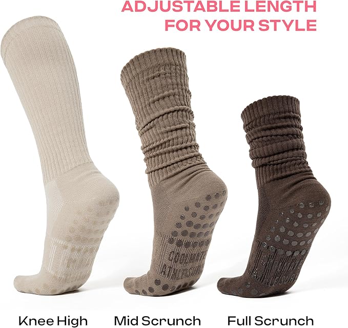 CoolMate Pilates Socks with Grips for Women, Yoga Socks, Crew Non Slip Women for Workout, Barre, Pilates Gifts