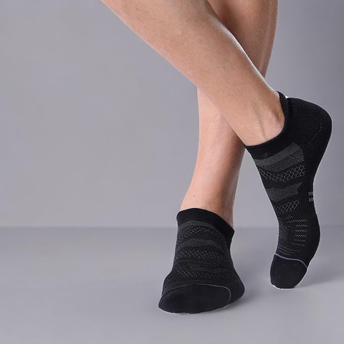 CS CELERSPORT 6 Pack Men's Running Ankle Socks with Cushion, Low Cut Athletic Sport Tab Socks