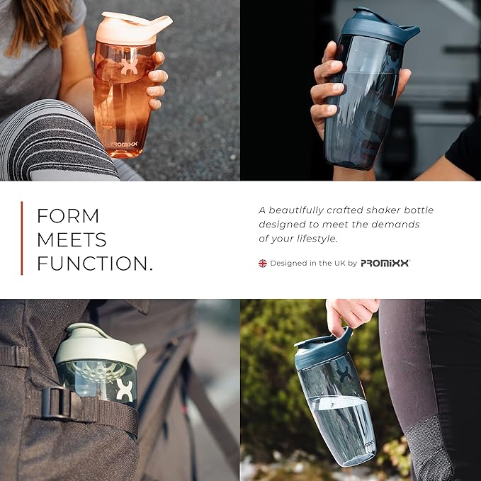 Promixx Pursuit Protein Shaker Bottle (32 oz) – Silent No-Ball Mixer, Leak-Proof Lid, BPA/BPS & Phthalate-Free ECOZEN – Easy-Clean Shaker Cup for Protein Shakes, Pre & Post-Workout Smoothies