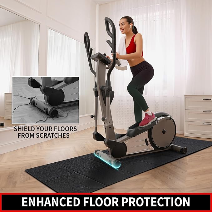 Treadmill Mat, 7'x3'/6'x3'/6'x2.5'/5.6'x2'/4'x2', 6mm Thick Exercise Equipment Gym Mat for Hardwood FloorCarpet, Compatible with Peloton Bike, Indoor Spin Bike, Elliptical