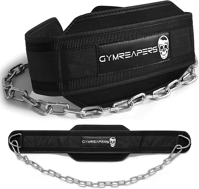 Gymreapers Dip Belt With Chain For Weightlifting, Pull Ups, Dips - Heavy Duty Steel Chain For Added Weight Training