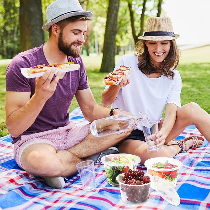 16 OZ [50 Set] Plastic Deli Food Storage Containers with Leak-Proof Airtight Lids BPA Free Disposable Togo Clear Containers for Soups, Heavy-Duty Ice Cream Microwave Dishwasher Freezer Safe