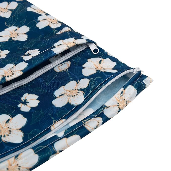 babygoal Wet Dry Bags for Baby Cloth Diapers, Washable Travel Bags, Beach, Pool, Gym Bag for Swimsuits & Wet Clothes with Two Zippered Pockets 4 Pack, 4LN14