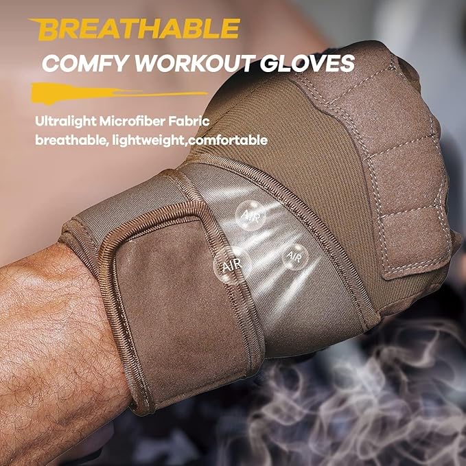 Mens Workout Gloves for Weight Lifting - Exercise Gloves for Men Women With Wrist Wrap Support, Palm Protection and Grips - Sport Daily Use