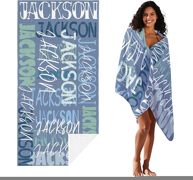 JML Personalized Beach Towel with Name, Custom Beach Towel with Name, Customized Microfiber Pool Towel, Quick Dry & Absorbent Swim Towel for Adult,Anniversary, Birthday, Summer Holiday,Vacation