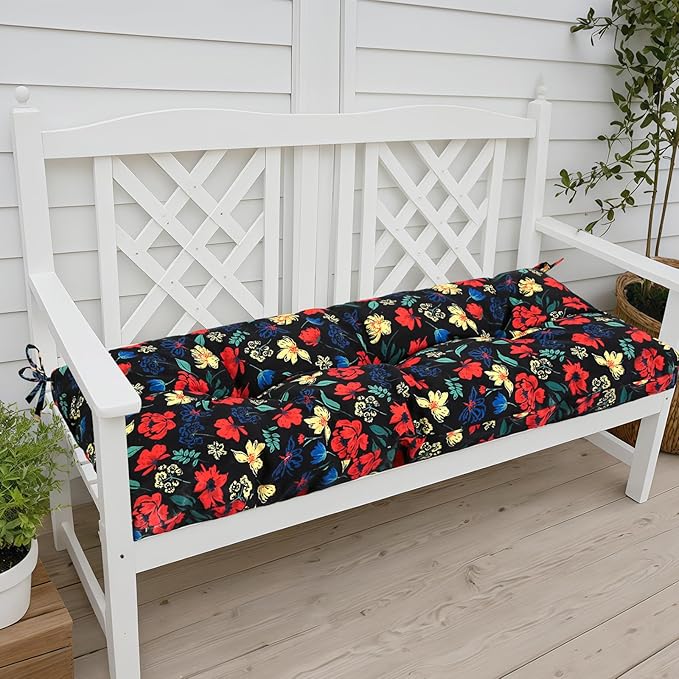 Outdoor Bench Cushion Waterproof, Tufted Bench Seat Cushion 40 x 15 Inch, Patio Wicker Indoor Seat Pads for Outside Garden Patio Balcony