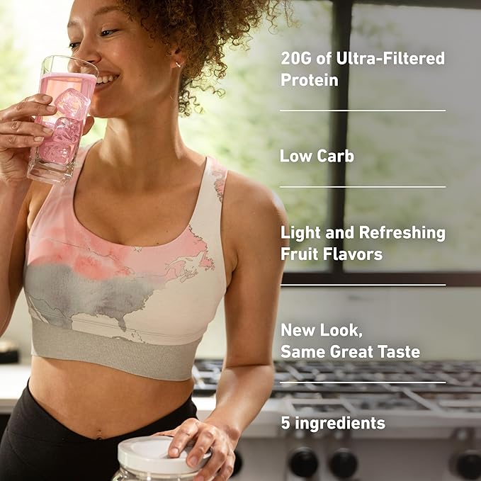 Isopure Clear Whey Isolate Protein Powder, Lactose Free, Gluten Free, Naturally Flavored, Watermelon Lime, 20g Protein Per Serving, 14.1 Oz, 16 Servings (Packaging May Vary)