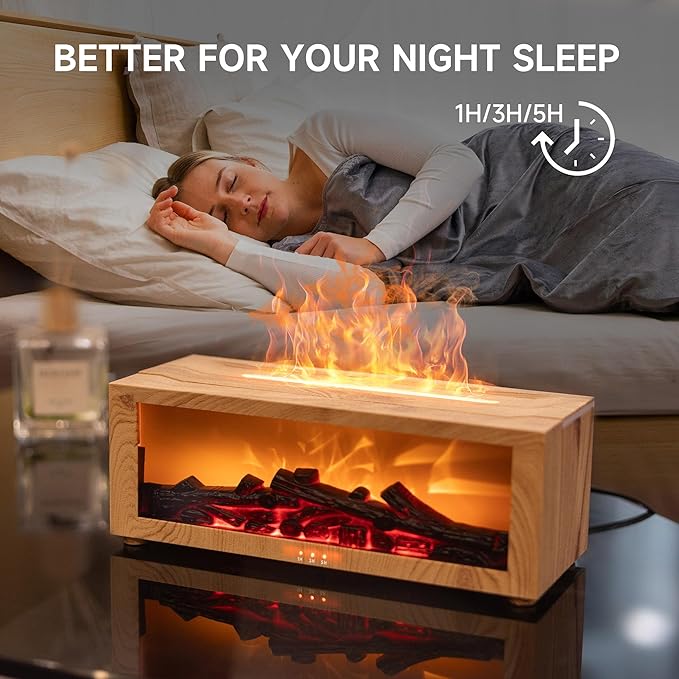 Fireplace Flame Air Diffuser Humidifier,7 Colors Aromatherapy Essential Oil Diffuser,Ultrasonic Aroma Humidifier with Timer for Home,Bedroom,Office,Yoga
