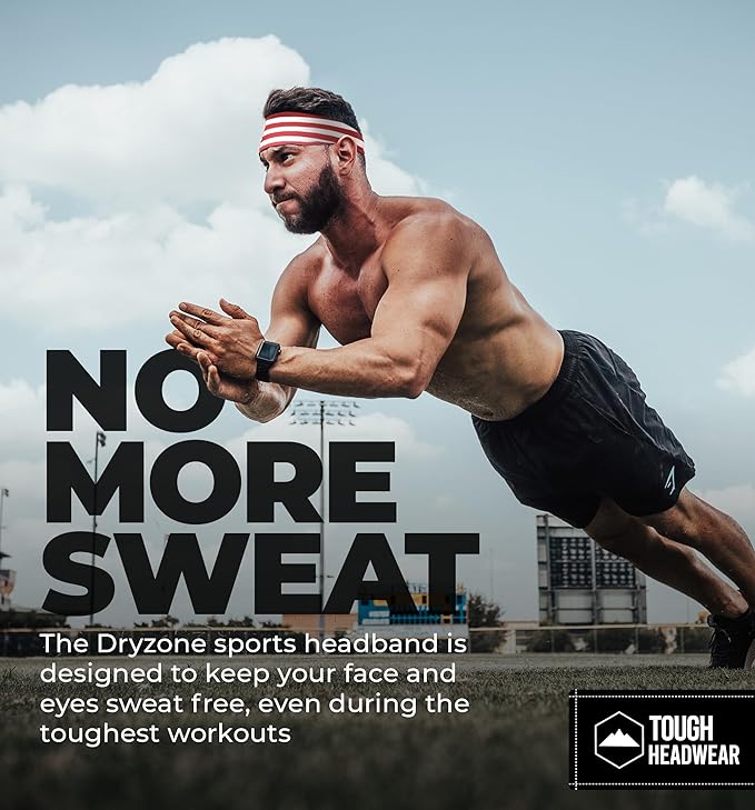 Tough Headwear Sport Headbands for Men - Workout Headbands for Women - Running Headband -Tennis Athletic Sweatband