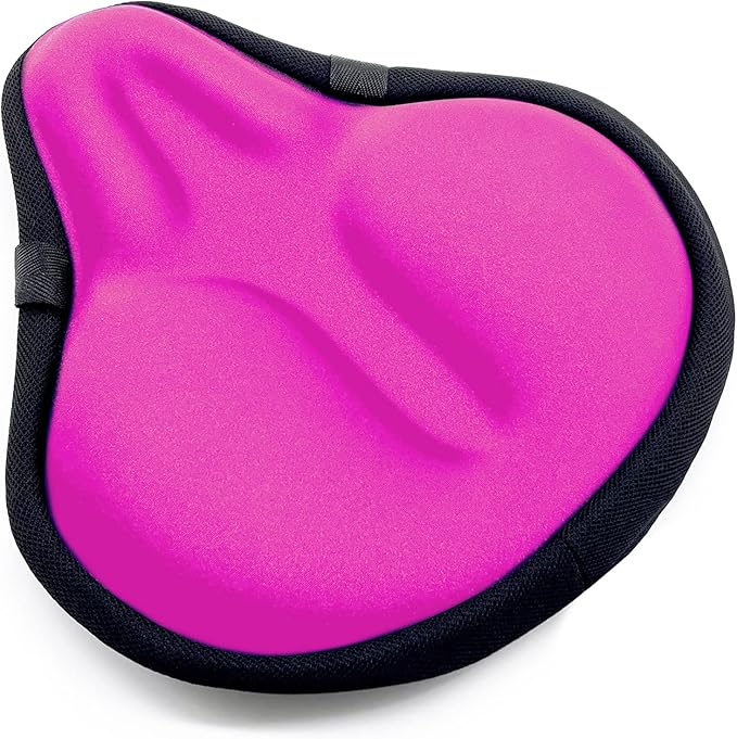 Bike Seat Cover, HUIOK Wide Gel Exercise Bike Seat Cushion for Women Men Comfort, Fits Spin, Stationary and Cruiser Bikes, Indoor Outdoor Cycling, Water Dust Resistant Cover Included