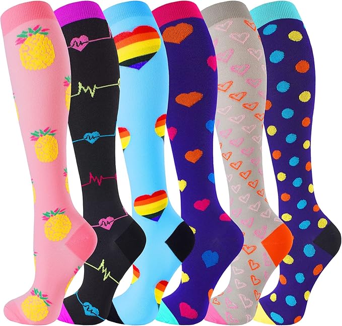 bropite Halloween Compression Socks for Women & Men-Pumpkin Ghost 6 Pairs 20-30mmhg Support Running Nurse Travel