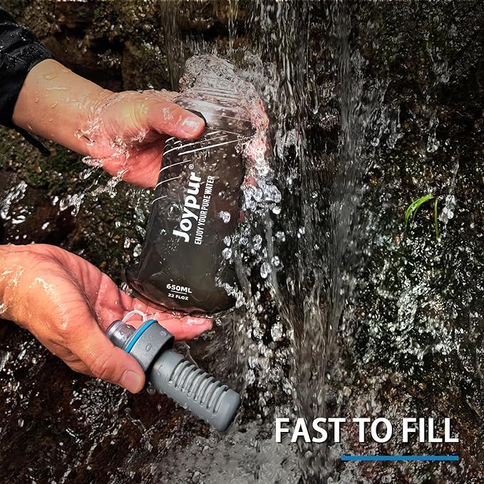 Collapsible Squeeze Water Filter Bottle - 650ml with Filter with NSF/FDA Certification Befree or Peak Series replacement for Hiking,Running,Camping,Travel,Cycling,and Fishing,BPA-Free(Gray)