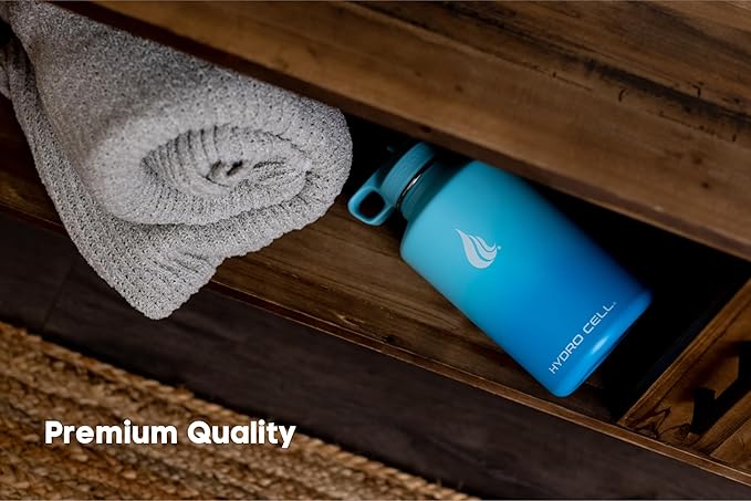 HYDRO CELL Stainless Steel Insulated Water Bottle with Straw - For Cold & Hot Drinks - Metal Vacuum Flask with Screw Cap and Modern Leakproof Sport Thermos for Adults (Sky/Blue 64oz)