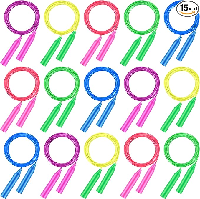 Aodaer Kids Jump Rope Set Colorful Outdoor Jump Ropes 7.3 Feet Adjustable Skipping Ropes for Outdoor Fun Activity Great Party Favor