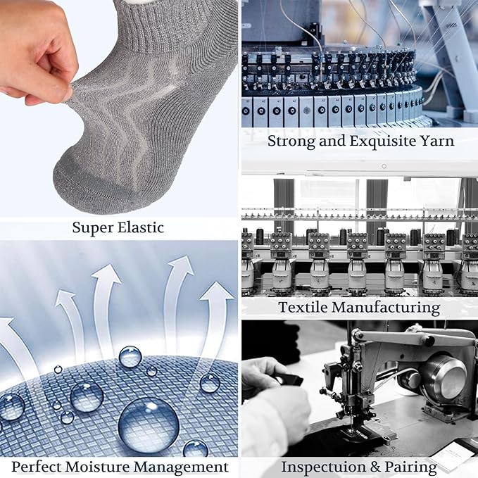 +MD Diabetic Socks for Men Women 6 Pairs,Non-Binding Top Extra Wide Ankle/Crew Socks, for Edema Circulator 9-11 10-13 13-15