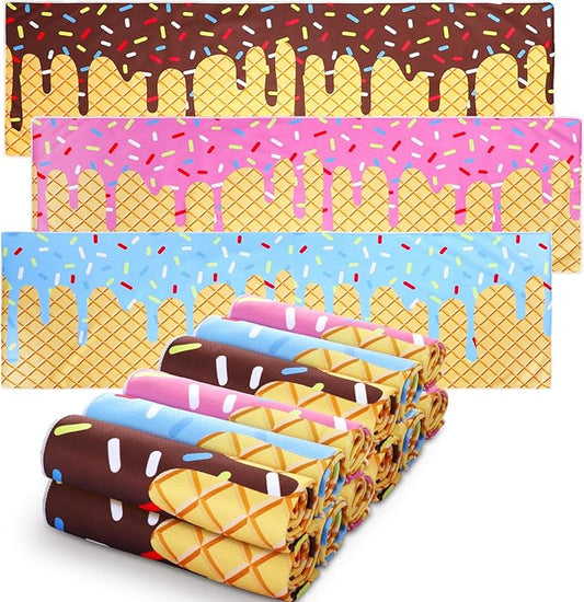 Breling 12 Pcs Baseball Cream Drip Cooling Towels 40"x12" Ice Cooling Towels Microfiber Sweat Sport Rags Absorbent Chilly Washcloth for Hot Weather Workout Yoga Gym Coach Gift Sport Party Favors