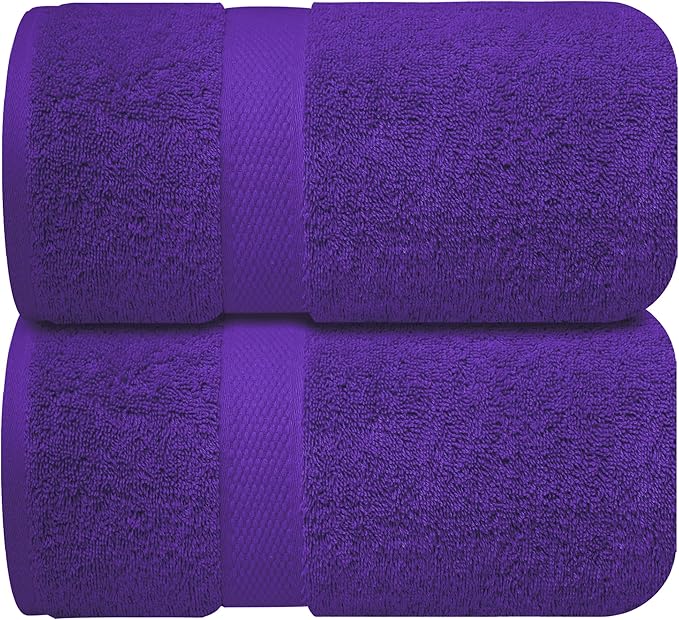 Infinitee Xclusives– Luxury Bath Sheets Towels – 2 Pack 600 GSM (35X70 Inches)– 100% Ring Spun Cotton Large Bath Towels for Bathroom (Profound Purple, Bath Sheet Pack of 2)