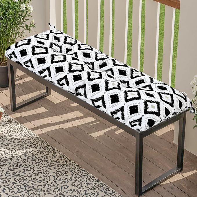 Outdoor Bench Cushion Waterproof, Tufted Bench Seat Cushion 42 x 15 Inch, Patio Wicker Indoor Seat Pads for Outside Garden Patio Balcony