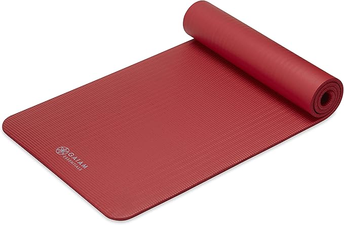 Gaiam Essentials Thick and Thin Yoga Mat Fitness & Exercise Mat with Easy-Cinch Carrier Strap