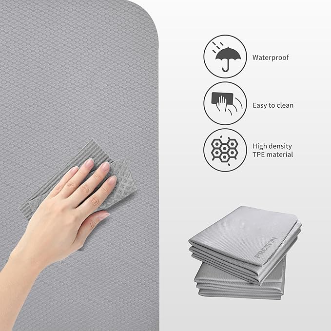 PROIRON Foldable Yoga Mat 0.24"/0.16" for Home Workout & Travel, Non Slip Travel Yoga Mats with Carry Bag, Packable Yoga Mat for Home Gym, Pilates, Fitness,Stretching