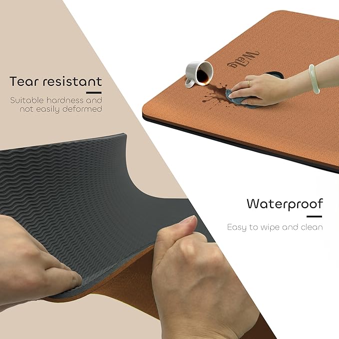 Non-slip TPE Yoga Mat for Women & Men,72"x24" Double-Sided Workout Mat for Home Gym Pilates Fitness,1/4 Inch Packable Lightweight Exercise Mat with Strap for Travel,Non Toxic Exercise Floor Mat