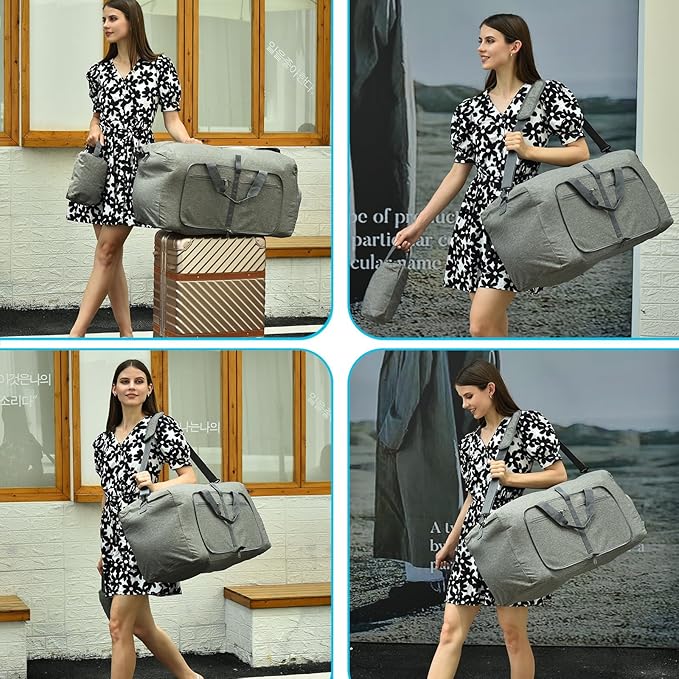 Felipe Varela Duffle Bag with Shoes Compartment and Adjustable Strap,Foldable Travel Duffel Bags for Men Women,Waterproof Duffel Bags