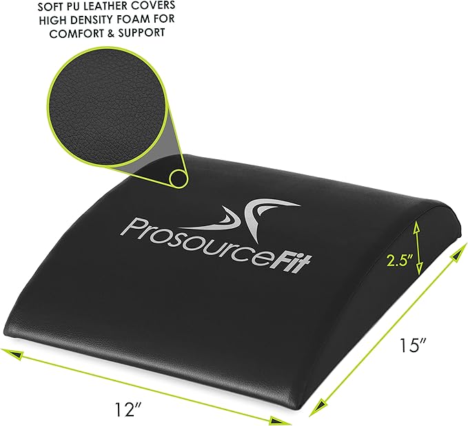 ProsourceFit Abdominal AB Mat 15" x 12" High Density Core Trainer, Black/Yellow