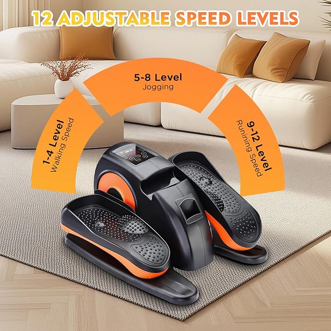 Under Desk Elliptical Machine, Electric Ellipse Leg Exerciser As Seen On TV with 12 Speed for Seniors,Portable Foot Leg Exerciser, Mini Seated Pedal Exerciser for Home Office