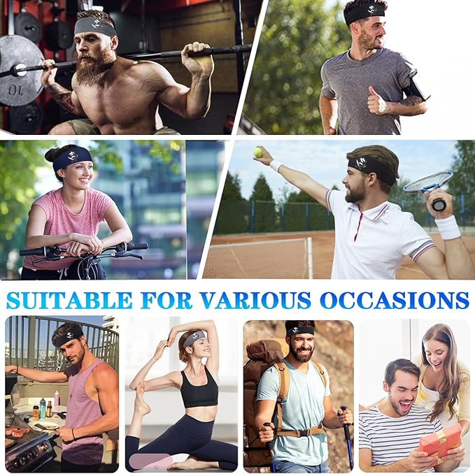 3Pcs Men Sports Headbands Sweat Bands for Men Women Sweatbands