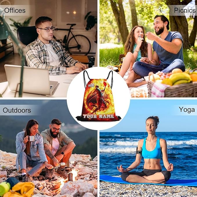 Custom Basketball Drawstring Backpack - Cool Cinch Sack, String Backpacks for Kids Women Men Boys Girls for Gym Outdoor Sports Travel Athletic Drawstring Bag - Lightweight/Foldable