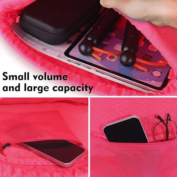 GAENMESH Drawstring Backpack Bag for Sports Lightweight Foldable Gym Bag with Sturdy Draw Cord Shoulder Strap Hiking Travel Camping