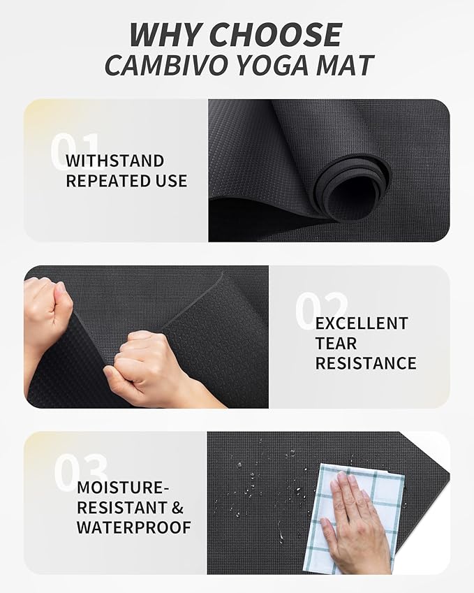 CAMBIVO Yoga Mat for Women and Men, Extra Long and Wide Exercise Mat(72"x48"/84"x30"), Large Non Slip Workout Mat for Yoga, Pilates, Fitness, Barefoot Workouts, Home Gym Studio
