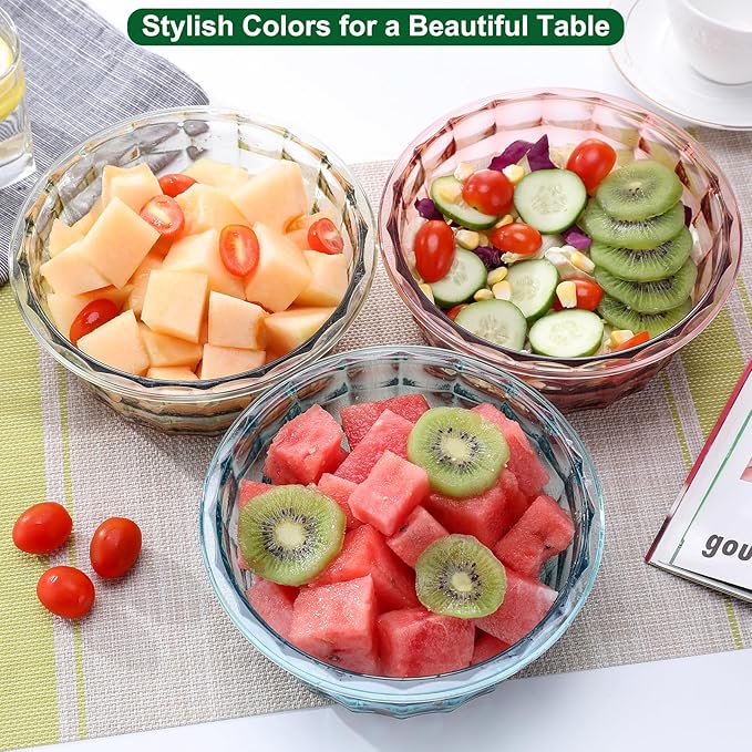 Taiuloo 3-Piece Salad Bowls with Lids, BPA Free Plastic Meal Prep Containers To Go for Lunch, Kitchen Food Storage & Serving Bowls for Salad, Snack, Fruit, Veggie, Green