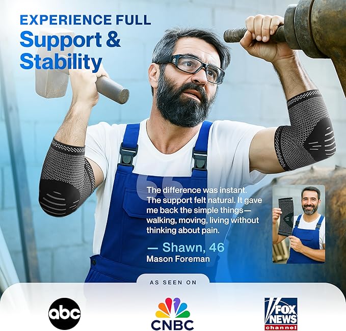 Modvel 2 Pack Elbow Brace - Golfer's Elbow Compression Sleeve Support for Joint Pain Relief, Recovery, Tendonitis Braces, Tennis Elbows Brace For Men & Women, Workout & Weightlifting Arm Wrap, Black