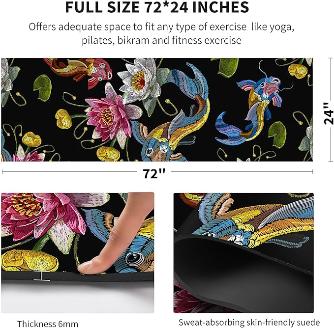 nuveti Yoga Mat Print Extra Thick TPE Non Slip Fitness Exercise Mat with Carrying Bag,72"x24" Extra Thick 6MM Exercise & Workout Mat for Yoga, Pilates Fitness and Floor Exercises