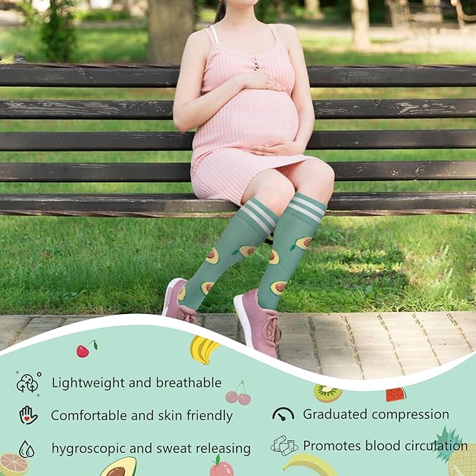 fenglaoda Compression Socks for Women Men Support Circulation 6 Pairs Socks For Nurse, Travel, Flight