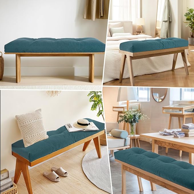 Custom Tufted Bench Cushion with Removable Washable Cover, High-Density Memory Foam, Customize Fabric Size Color Bench Cushion for Indoor/Outdoor Furniture Window Seat/Garden Waterproof