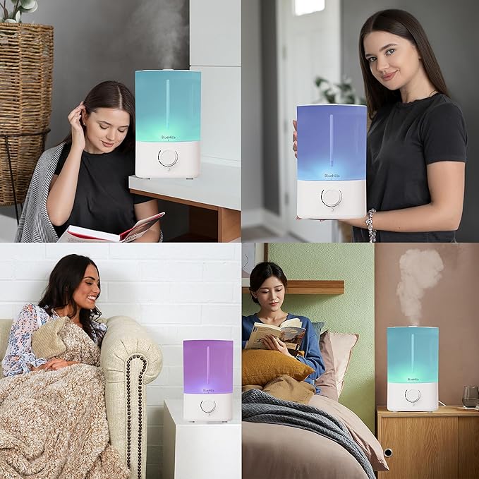 BlueHills Premium 5000 ML XL Essential Oil Diffuser Humidifier Large Room Huge Coverage Area 5 Liter Big Capacity High Mist Output 100 Hours Long Run Time Aroma Diffuser White G501