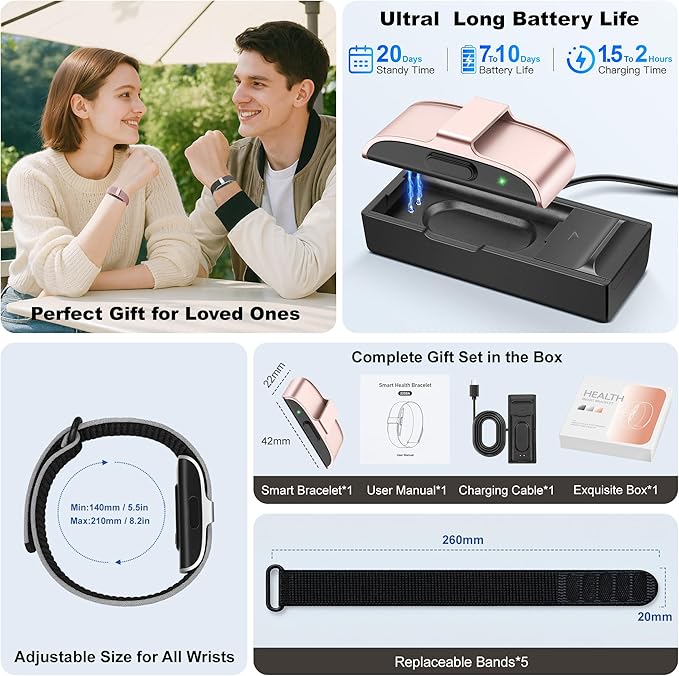 Smart Bracelets for Women & Men,Activity & Fitness Tracker with 120+ Sports Modes,24/7 Heart Rate&Blood Pressure Monitoring,Sleep & Stress Tracking,IP68 Waterproof,5 Wristband,No Subscription(Rainbow)