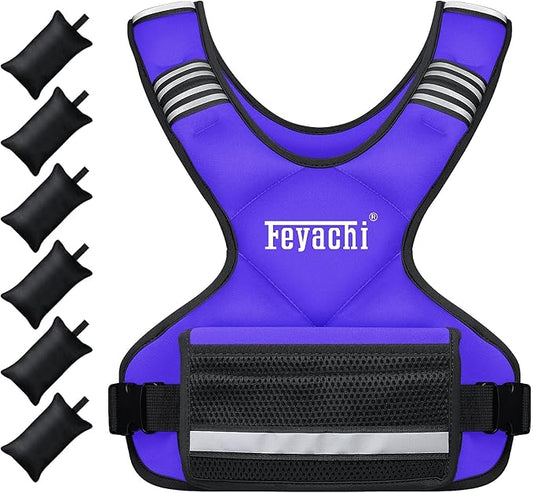 Feyachi Adjustable Weighted Vest - 3-12 lbs/12-20 lbs/20-32 lbs X Type Weight Vest with Reflective Stripe Ideal for Running Workout and Training