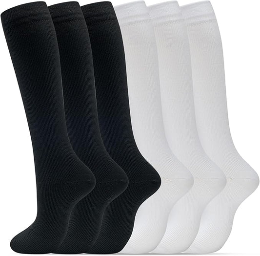 fenglaoda Compression Socks for Women Men Support Circulation 6 Pairs Socks For Nurse, Travel, Flight